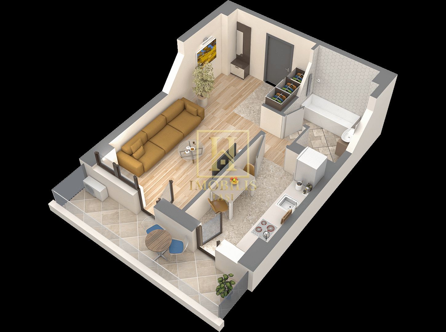 Apartament 1 camera +loc parcare intabulat Unirea Towers 111000 euro - Poză 5