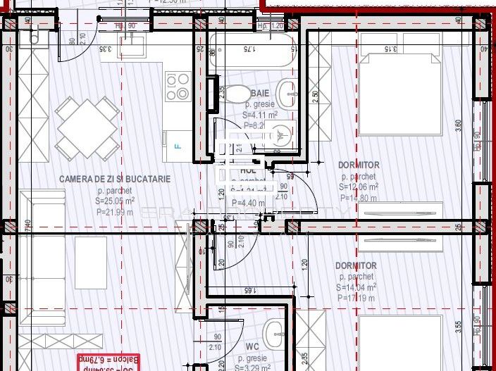 Apartament 3 camere 59.84 mp utili  | Șelimbăr – Zona Unirii - Schiță 7