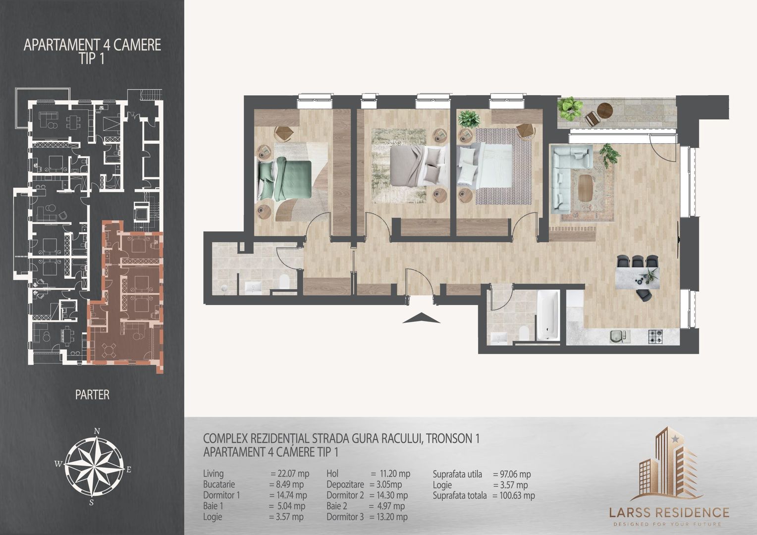 Apartament 4 camere I Larss Residence Th. Pallady I Vanzare - Poză 4
