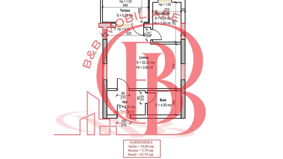 Garsoniera-Camera 22 mp-Metrou Nicolae Teclu-Comision 0% - Schiță 3