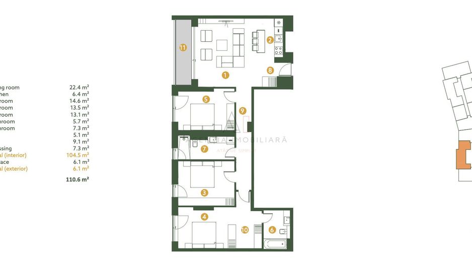 4 Camere Ivy Residence | Mobilat Utilat Premium - Poză 21