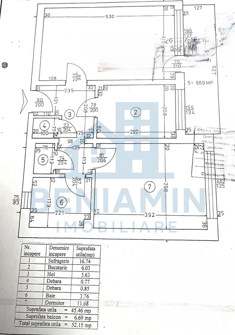 Apartament 2 camere decomandat 52mp Brazda, centrala proprie - Schiță 7