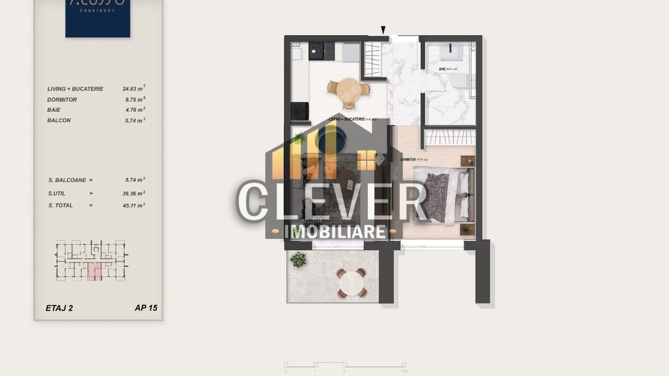 Alusso Residence 2 camere premium Metrou Teclu, Pallady Comision 0% - Schiță 9