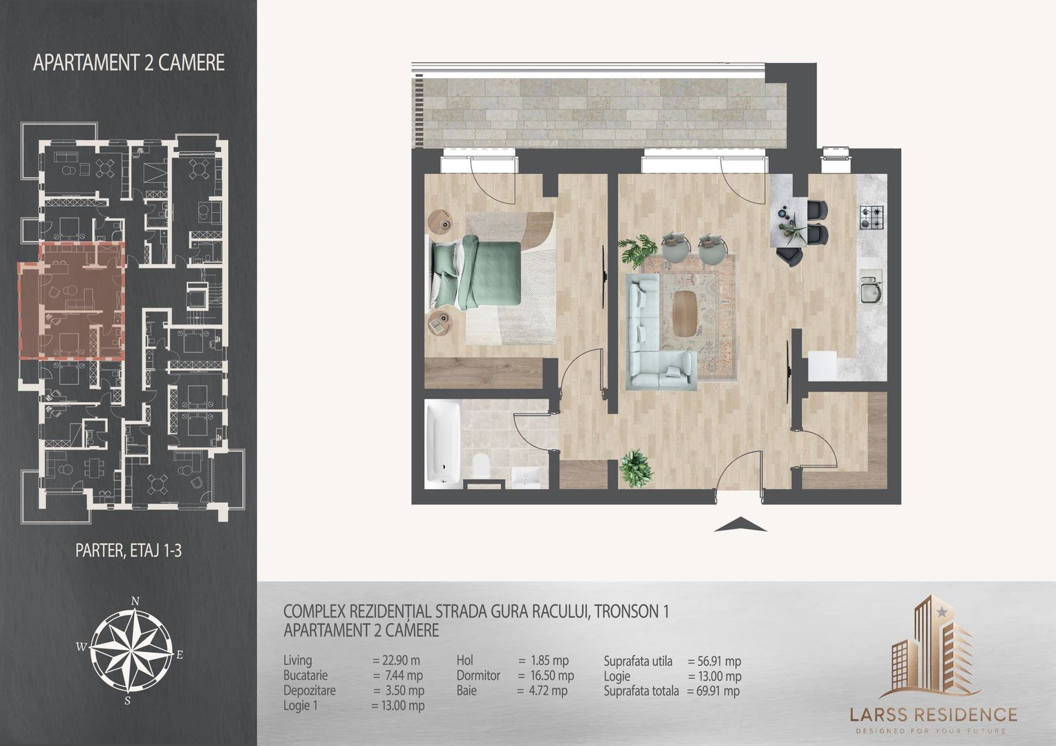 Apartament 2 camere I Larss Residence Th. Pallady I Vanzare - Poză 10