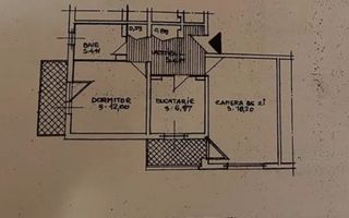 2 Camere - 54MP | Decomandat | Etaj 1/4 | Crangasi | 2 Balcoane | 1981 - Schiță 9