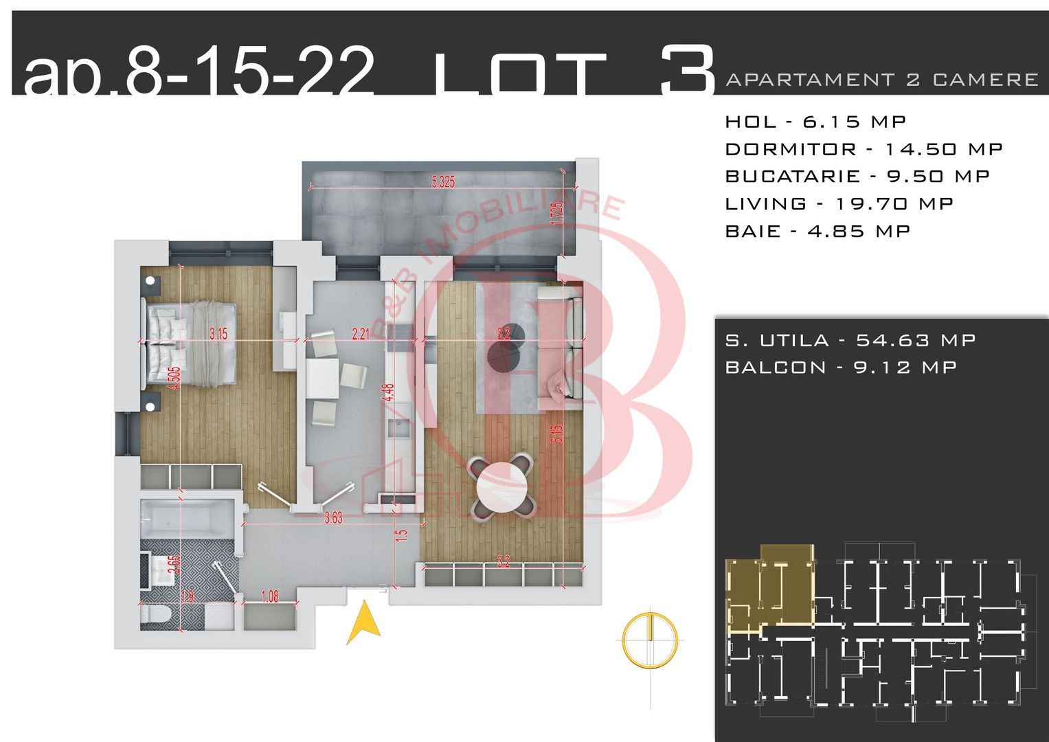 Apartament 2 camere Th. Pallady-Metrou N. Teclu-Comision 0 - Schiță 18