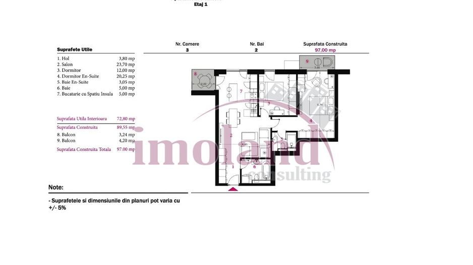 Vanzare - 3 camere - apartament NOU - 2026 - Pergola Nord-Pipera - Schiță 2