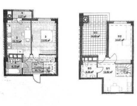 Vânzare, penthouse, 3 camere, strada Ceucari, Râșcani - Schiță 2