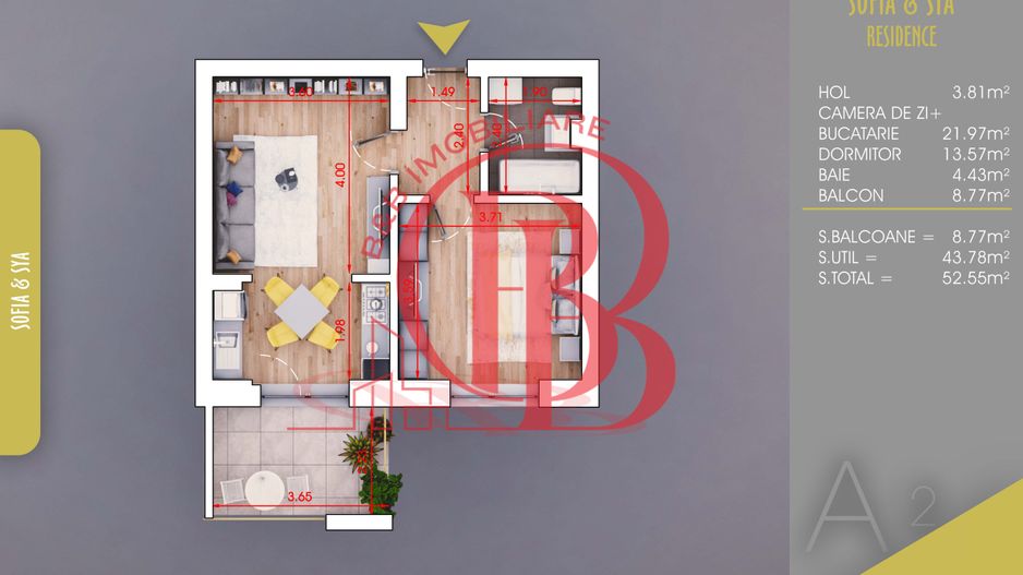 2 camere finalizat cu parcare Metrou Nicolae Teclu - Schiță 6