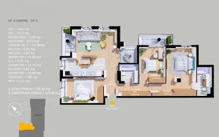 VANZARE APARTAMENT LA CHEIE | 4 CAMERE | 107MP | TERASA 73 MP| PARCARE - Schiță 16