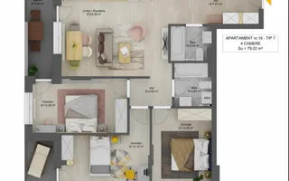 Apartament 4 camere decomandat |2 balcoane| Doamna Stanca – Shopping City - Schiță 12