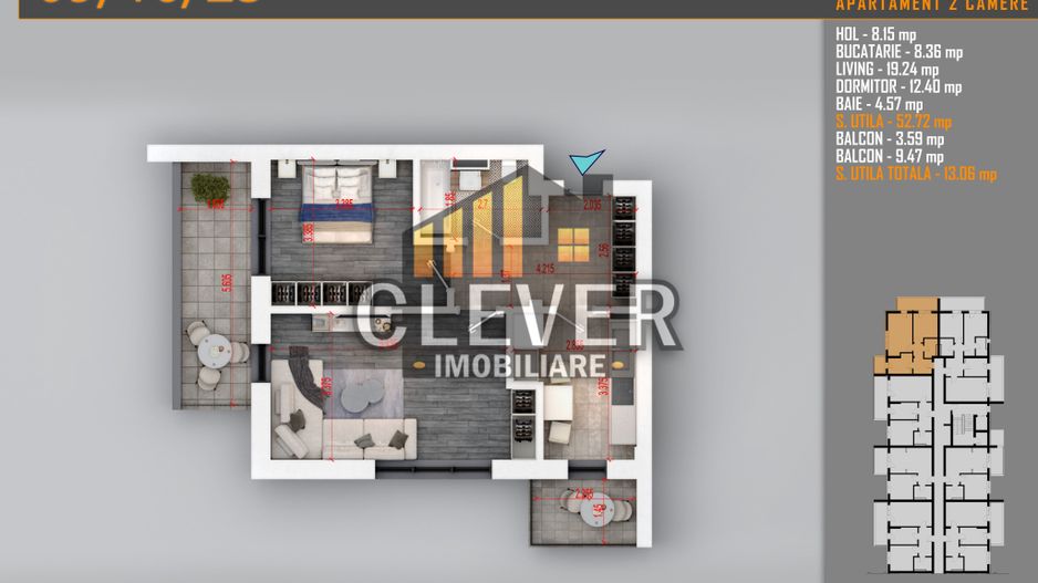 Ap 2 Camere | 66 mp Total | 2 Balcoane | Comision 0% - metrou Teclu - Poză 1