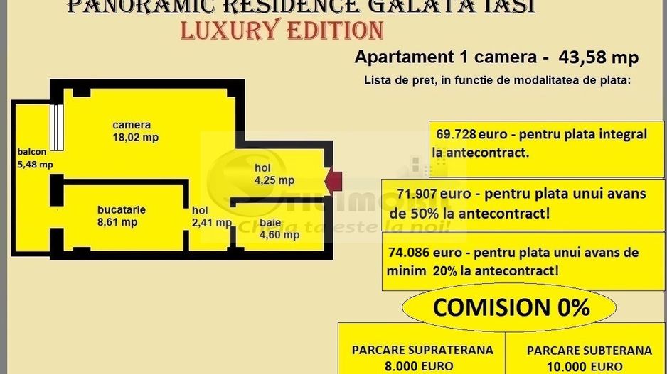 Apartament decomandat de vanzare in Iasi, Galata, 43,58 mp, bloc nou - Poză 2