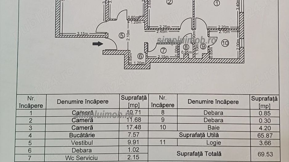 Decomandat 3 camere Drumul Taberei - Schiță 4