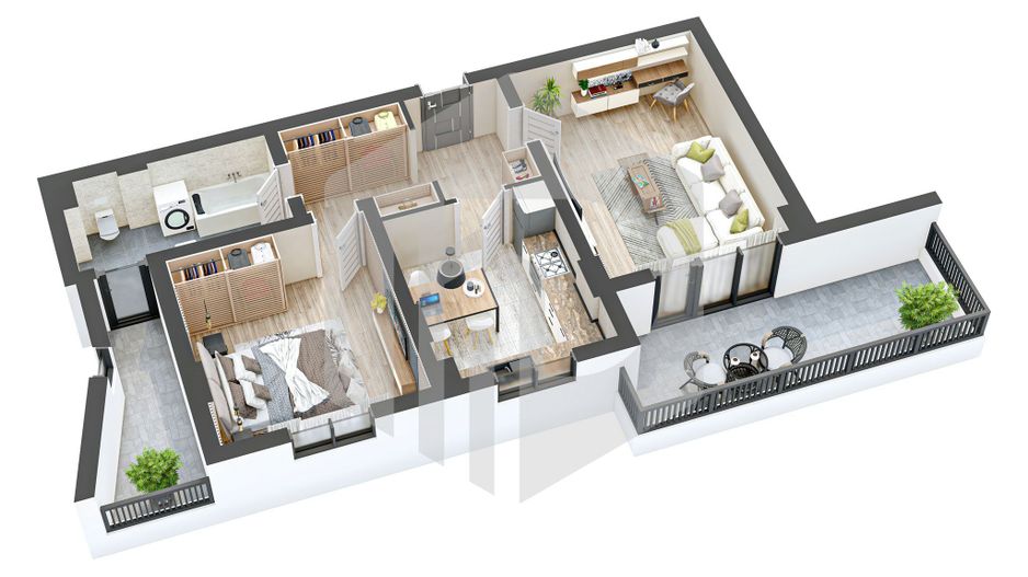 Apartament 2 camere| Etaj intermediar | Terasa 14mp | Rahovei | - Poză 3