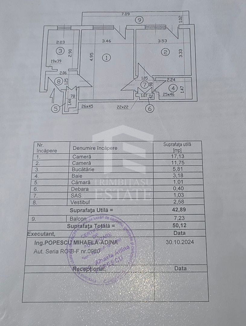 Apartament 2 Camere - Zona Brâncoveanu–Piata Sudului - Bloc Reabilitat - Schiță 6