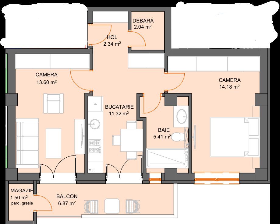 Apartament cu 2 camere si avans doar 5% - zona Doamna Stanca - Sibiu - Schiță 5