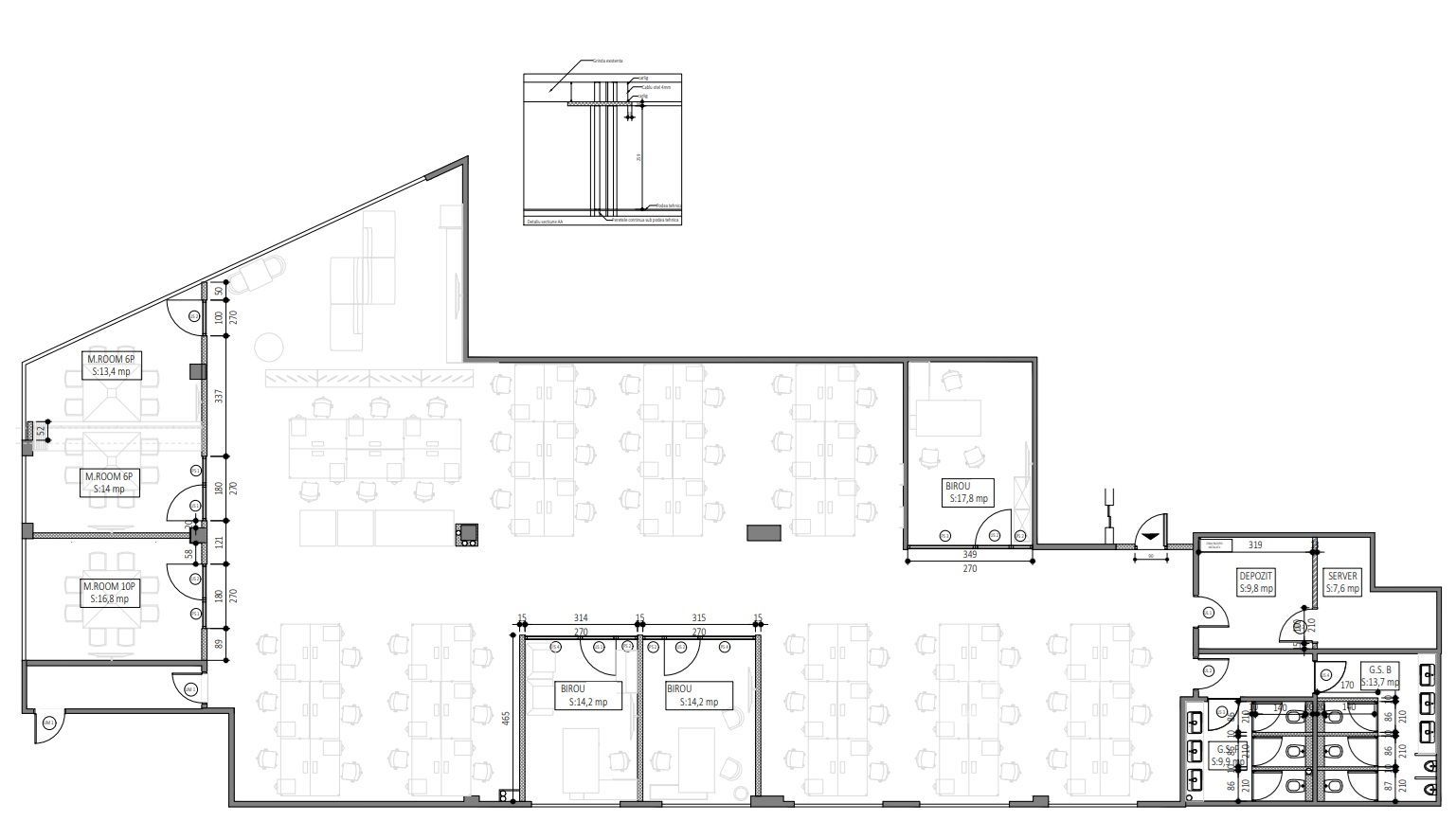 Spatiu birouri  1320 m2 finisat Europa - Poză 24
