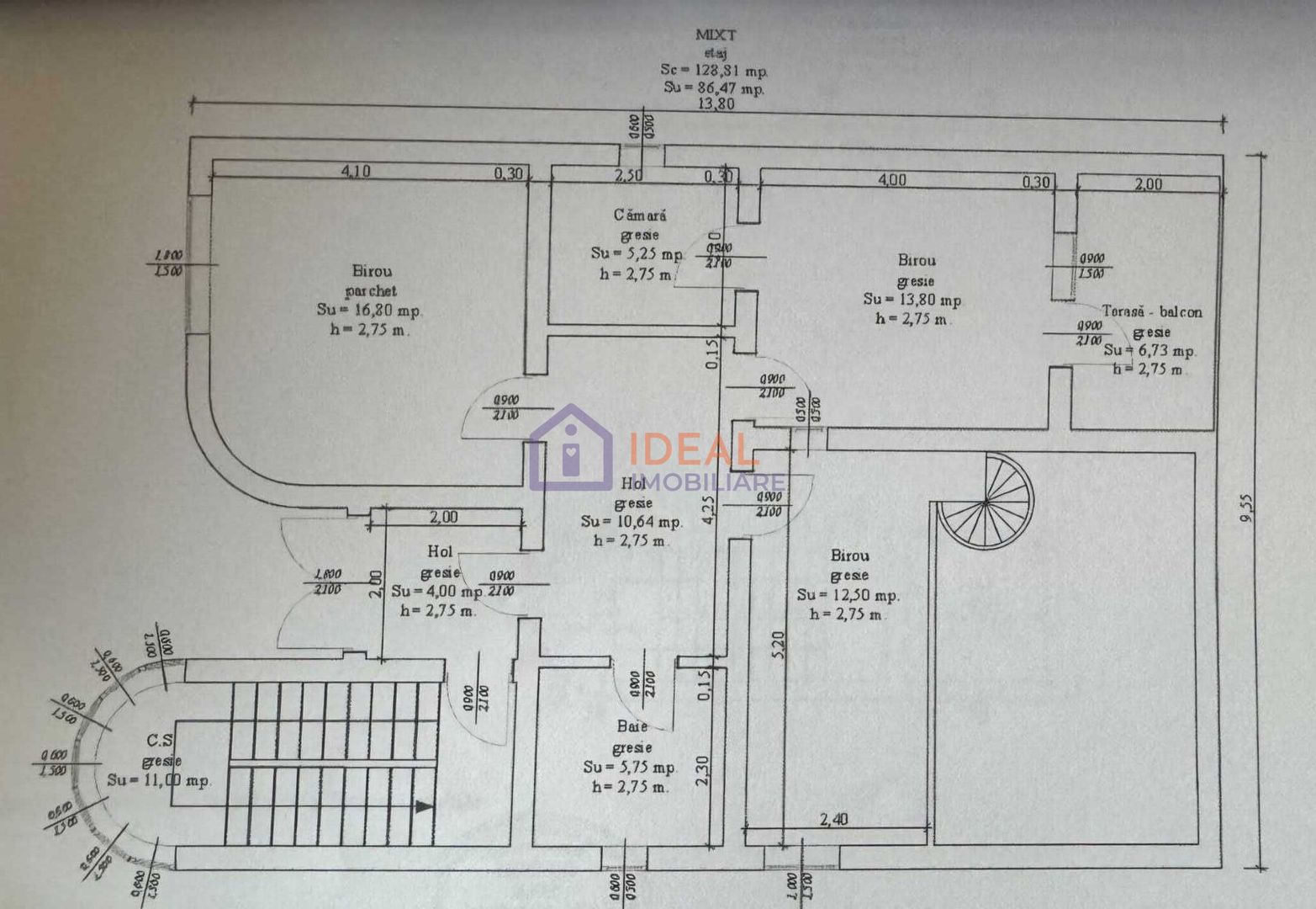 Spatiu Comercial cu 11 camere, 365 mp utili,  zona Cale Dumbravii - Schiță 15