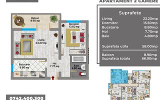 Apartament 2 camere, 67 mp, etaj 1 din 3, Militari - Pacii - OMV Iuliu Maniu - Schiță 2
