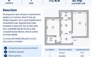 Apartament 2 camere decomandat, etaj 4/4, Iași - Poză 1