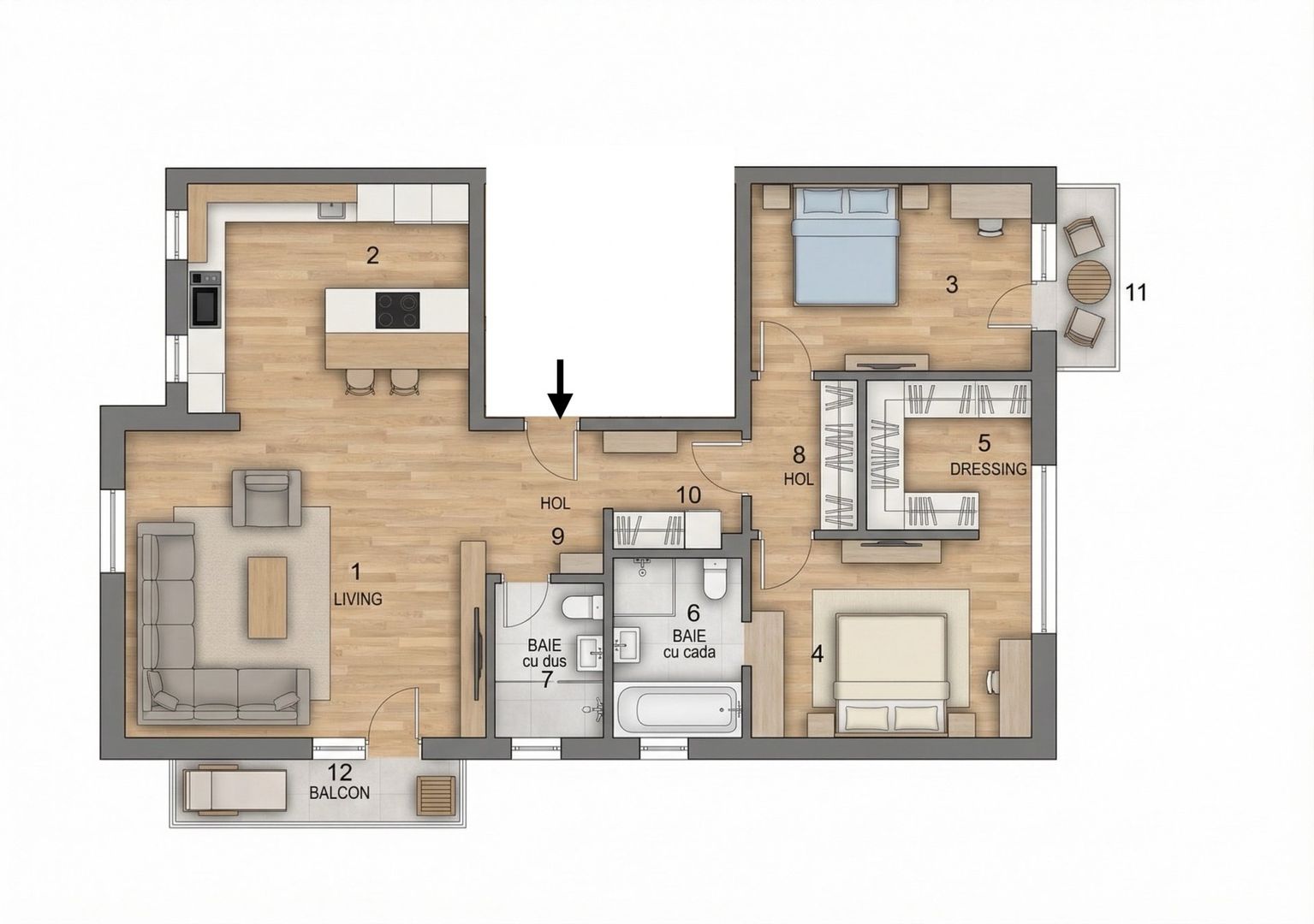 Apartament 3 camere, 102 mp, 2 parcări, Greenfield Băneasa - Poză 19