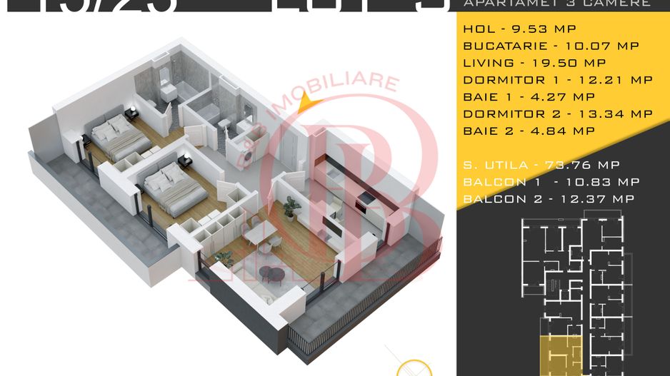 3 camere decomandat Titan Pallady  Metrou Nicolae Teclu - Schiță 12