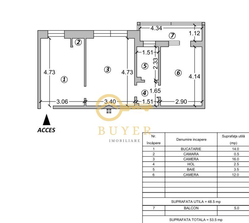 Apartament cu 2 cam la pret avantajos- etaj 4/5, balcon - Poză 6