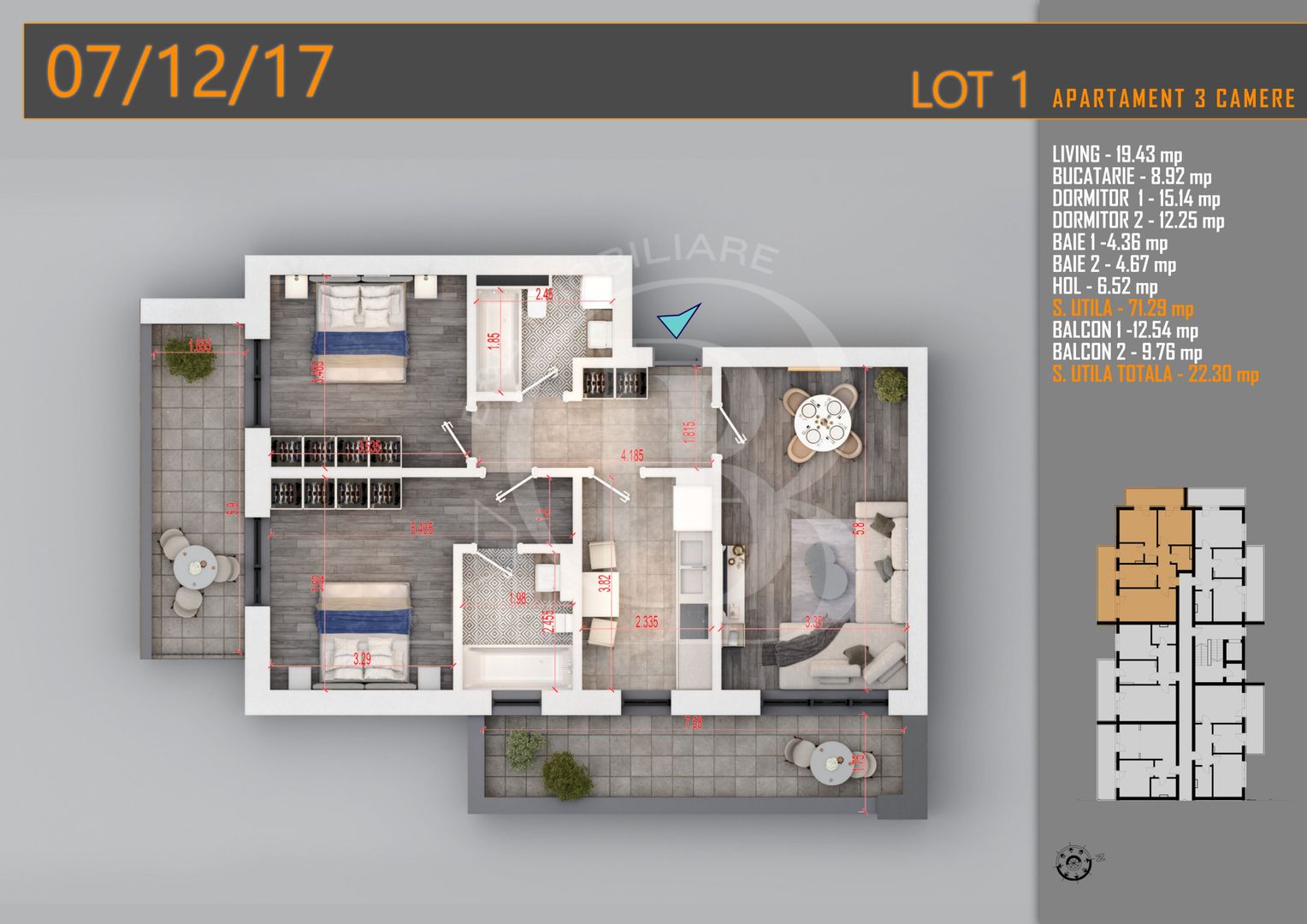 Apartament 3 camere Decomandat Titan Th. Pallady-Sector 3 - Schiță 1