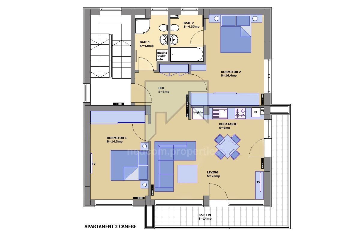 Inchiriere apartament 3 camere Pipera - Voluntari - Schiță 14