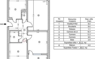 3 Camere | Râul Doamnei | Etaj Intermediar | Bloc Anvelopat - Schiță 16