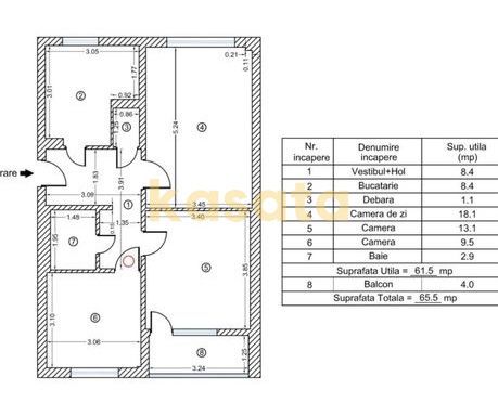 3 Camere | Râul Doamnei | Etaj Intermediar | Bloc Anvelopat - Schiță 16