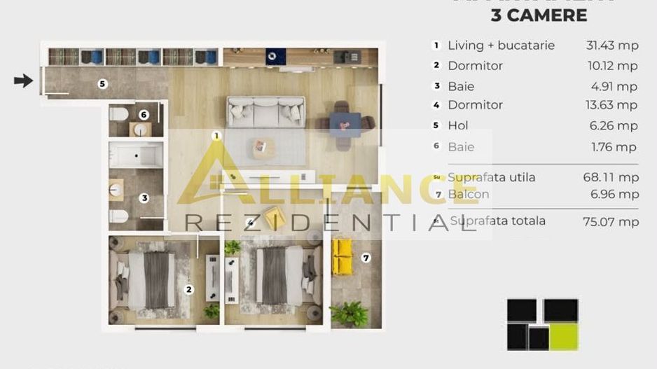3CAMERE METROU BERCENI 7 MIN PE JOS CENTRALA PROPIE AC INCAL PARDOS - Poză 4