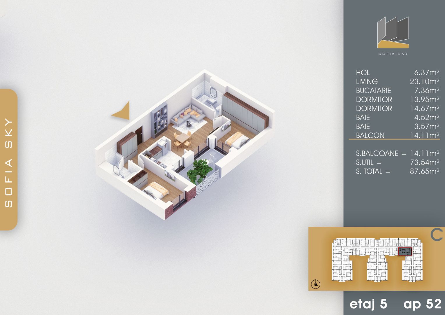 3 camere finalizare rapida 700 metri pana la Metrou N. Teclu - Schiță 2