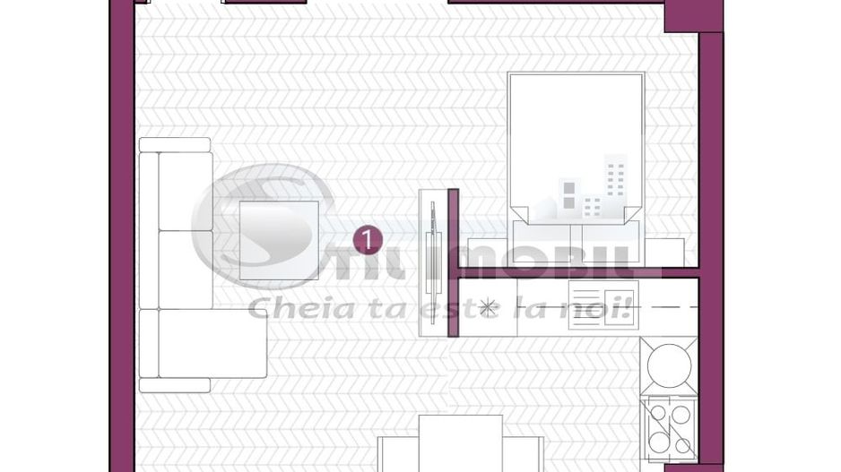 PRET PROMO! Ap. tip studio 1 camera, 46.07mp, PLATOU GALATA - Poză 4