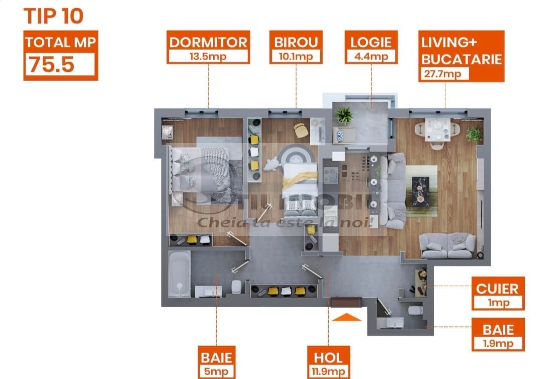 BLOC NOU! COMISION 0%- COMPLEX REZIDENTIAL IN DACIA- Apartament cu 3 camera 82mp - Poză 7