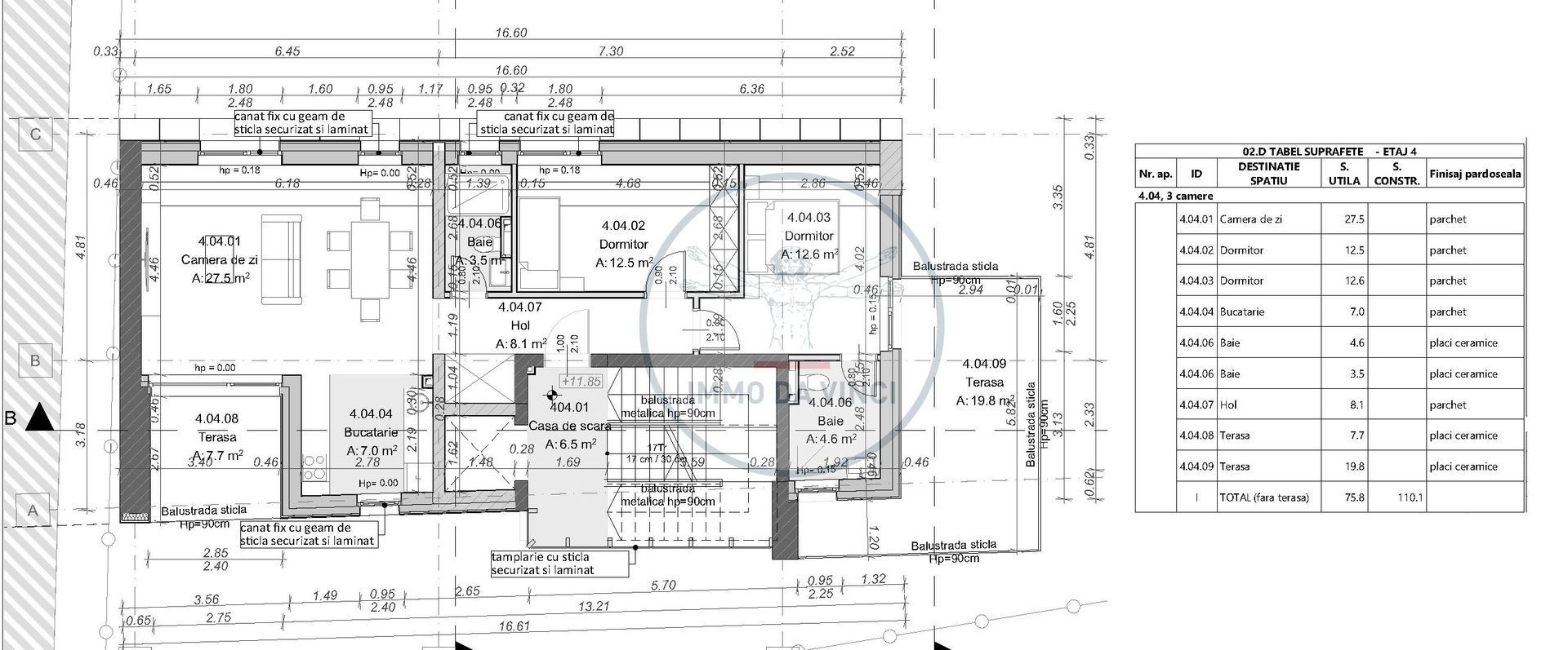 Apartament exclusivist 3 camere, 27mp terase, singur pe etaj Marasti - Schiță 4