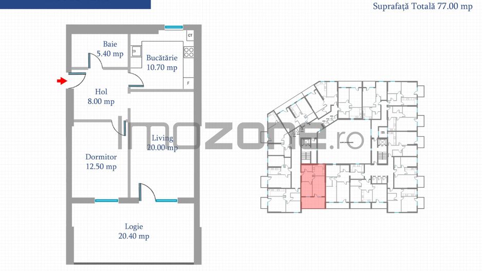 Apartament 2 Camere | 77 mp | Bloc Nou | Metrou Pacii / Preciziei | Militari - Schiță 14