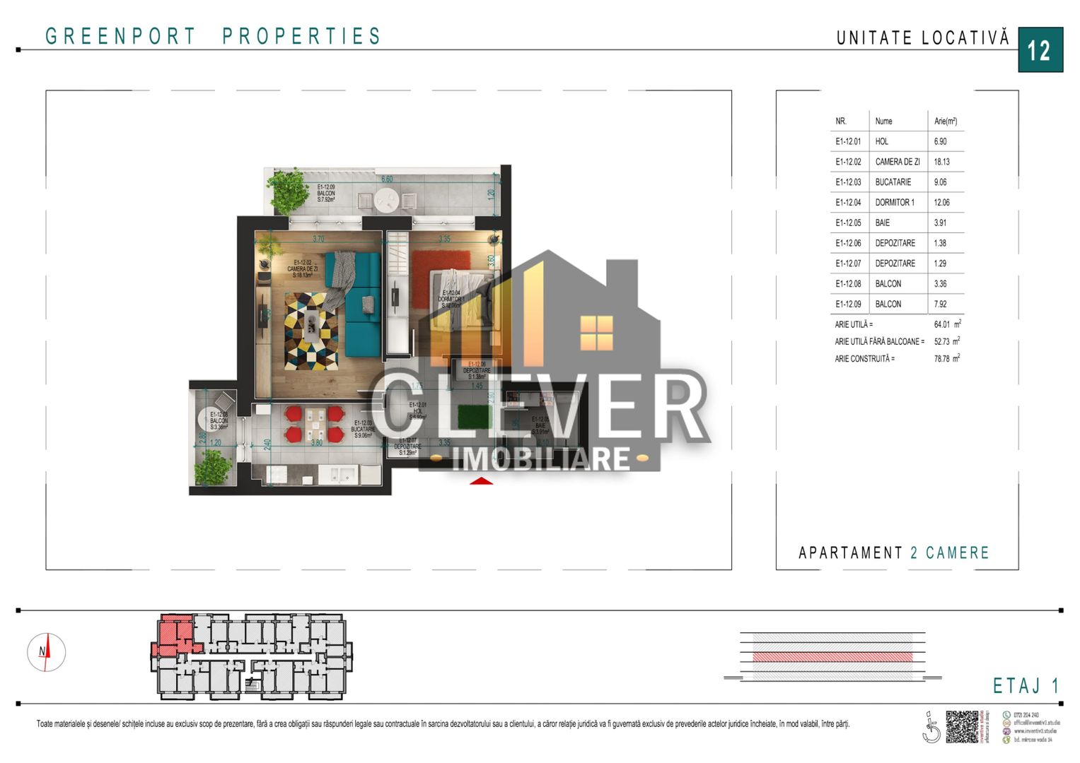 Ap 2 camere | Etaj 3 | 2 balcoane | Depozitări | Pallady - Poză 5