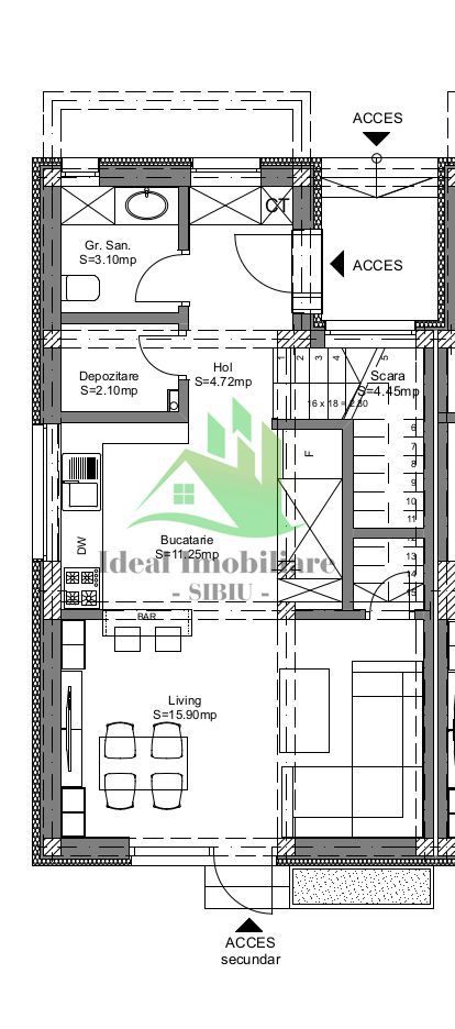 Casa Triplex cu 3 camere, Mobilat-Utilat, in Selimbar - Schiță 15
