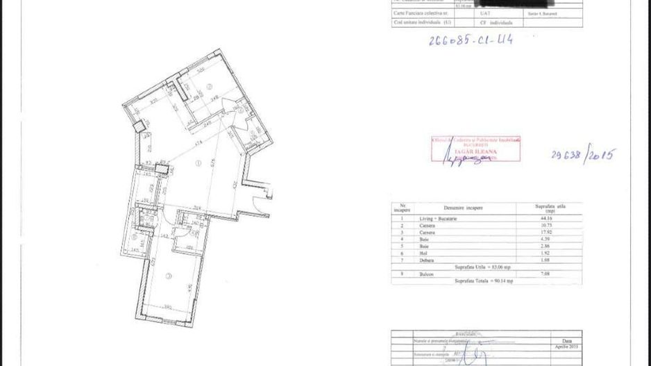 3 camere| 90 mp| PIATA ROMANA - Schiță 18