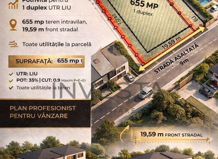 Teren cu Puz aprobat pretabil pentru duplex!  656 mp cu front de 19.59 - Poză 1