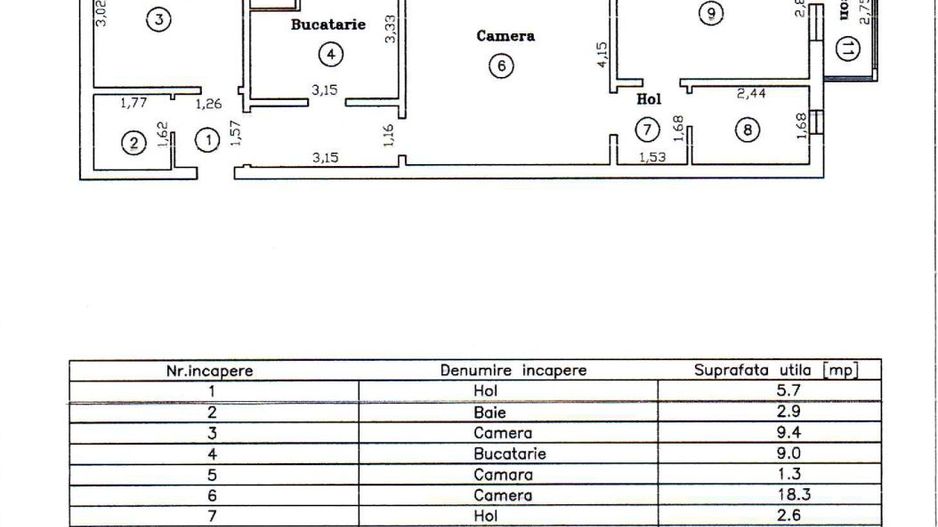 Complex Studentesc | 3 Camere | 2 Bai | Etaj Intermediar - Schiță 11
