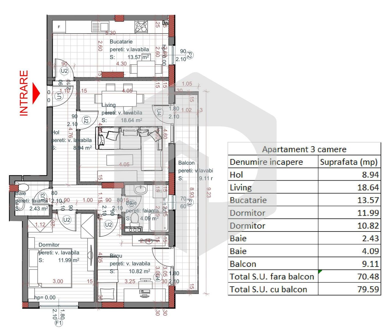 strada Autogarii | Apartament 3 camere - Turnisor - Parcare subterana - Schiță 7