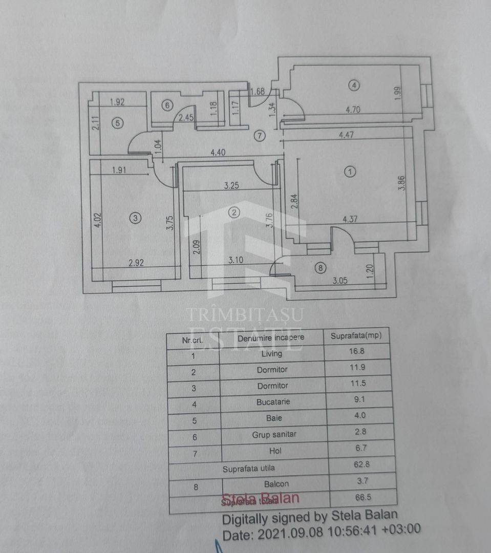 MIlitari Residence - Ilie Petre 3 Camere Bloc 2024 4/5 - Schiță 16