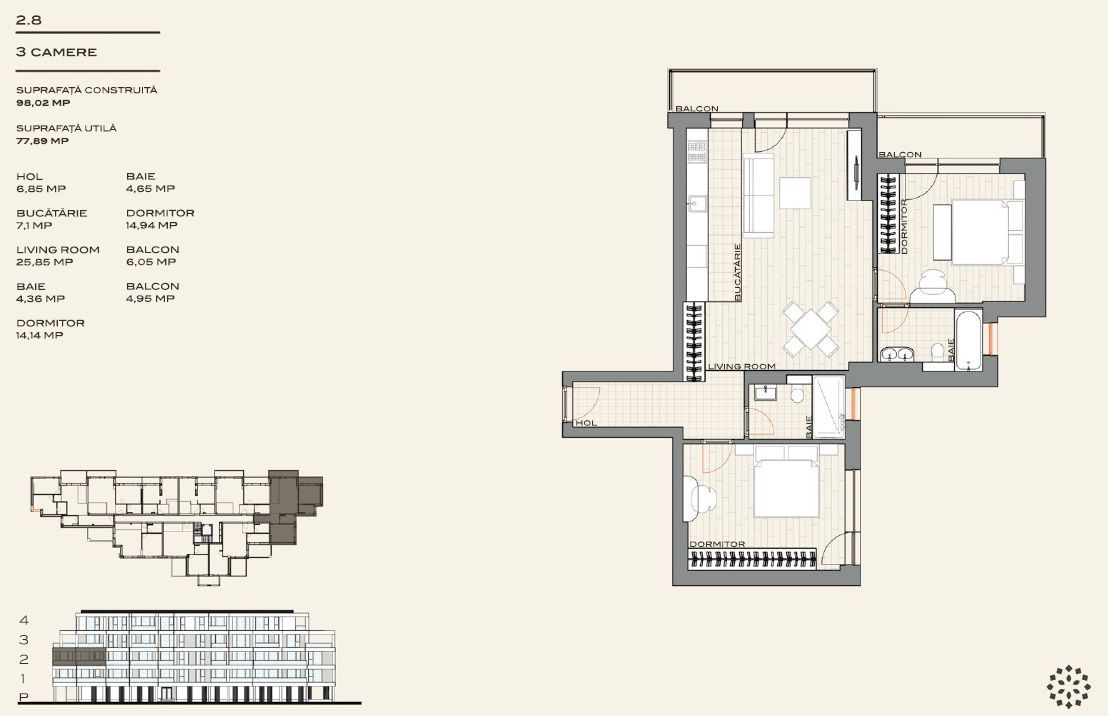 Apartament cu 3 camere de vânzare în Nord, Voluntari - Poză 2