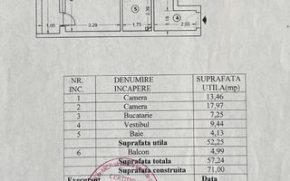 VANZARE 2 CAMERE | 57 MP | ETAJ 1/3 | BLOC 2019 | MOBILAT & UTILAT - Schiță 7