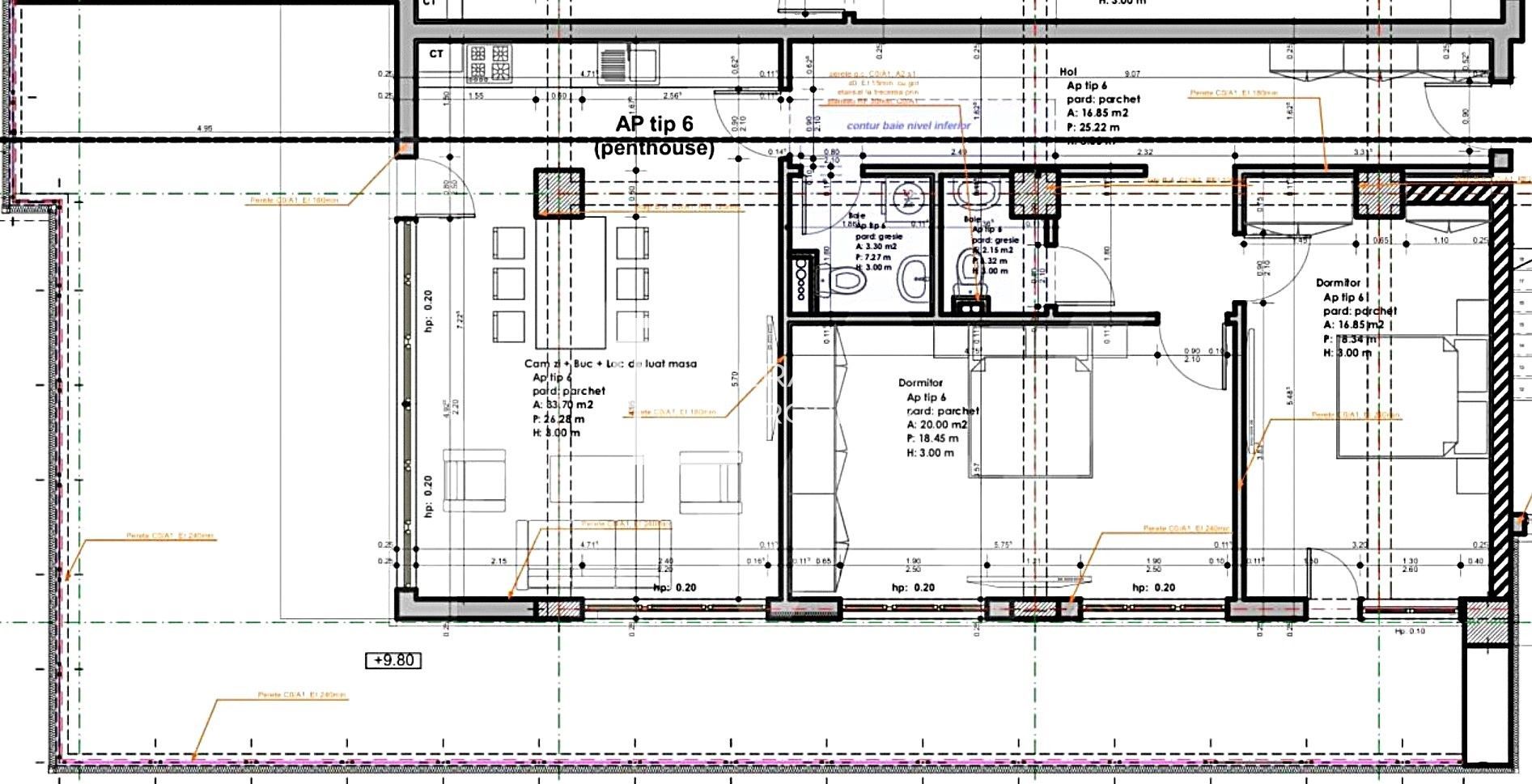 Penthouse 3 camere- 100mp- terasa 76 mp - zona Veterani Sibiu - Poză 12