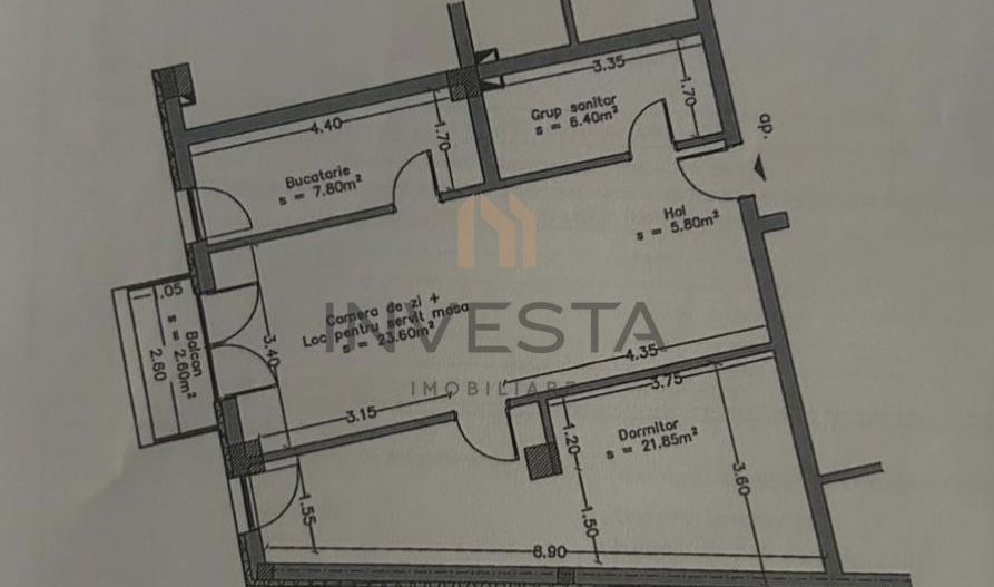 Apartament 3 camere, imobill nou,  zona Piata Mihai Viteazu! - Schiță 11
