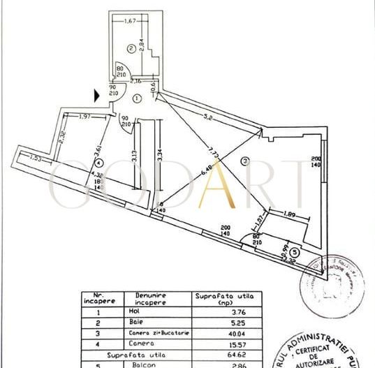 Oportunitate | Apartament doua camere | Vedere panoramica | Metrou - Schiță 15